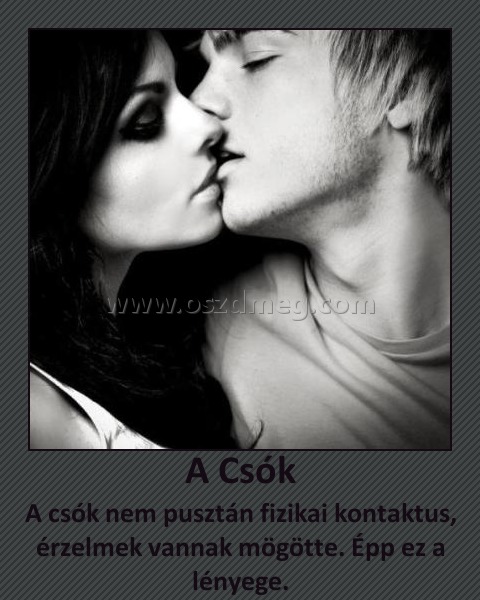 A Csók
 
A csók nem pusztán fizikai kontaktus, érzelmek vannak mögötte. Épp ez a lényege.