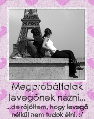 Megpróbáltalak levegőnek nézni... Megpróbáltalak levegőnek nézni...
...de rájöttem, hogy levegő nélkül nem tudok élni. :(