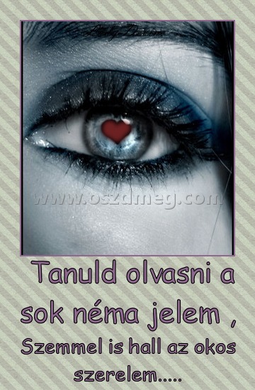 Tanuld olvasni a sok néma jelem , Tanuld olvasni a sok néma jelem ,
Szemmel is hall az okos szerelem.....