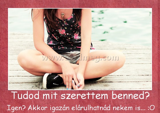 Tudod mit szerettem benned? Tudod mit szerettem benned?
Igen? Akkor igazán elárulhatnád nekem is... :O