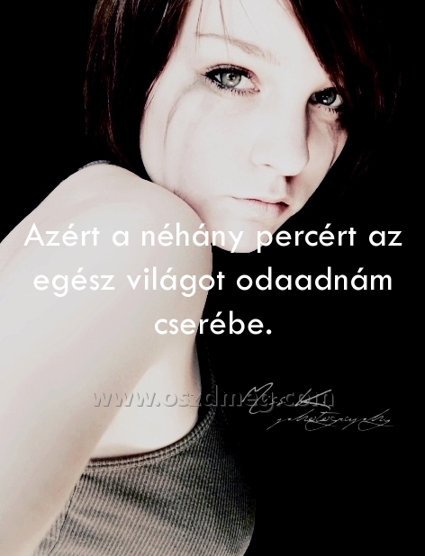 Azért a néhány percért Azért a néhány percért
Azért a néhány percért az egész világot odaadnám cserébe.