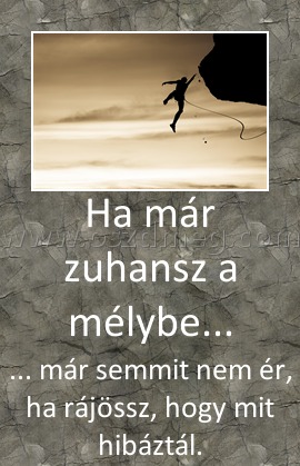 Ha már zuhansz a mélybe... Ha már zuhansz a mélybe...
... már semmit nem ér, ha rájössz, hogy mit hibáztál.