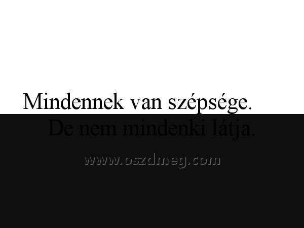 Mindennek van szépsége.
 
Mindennek van szépsége.      De nem mindenki látja.