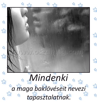 Mindenki
 
a maga baklövéseit nevezi tapasztalatnak.