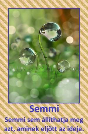 Semmi Semmi
Semmi sem állíthatja meg azt, aminek eljött az ideje.