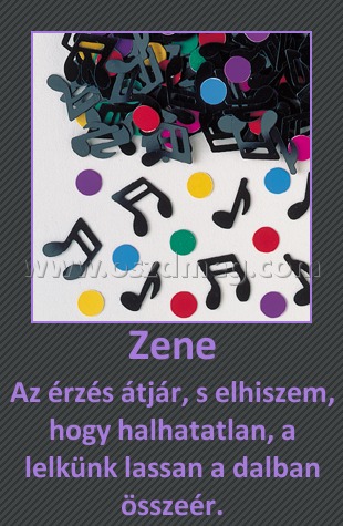 Zene Zene
Az érzés átjár, s elhiszem, hogy halhatatlan, a lelkünk lassan a dalban összeér.