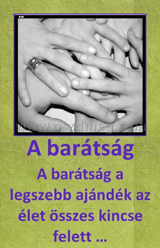 A barátság A barátság
A barátság a legszebb ajándék az élet összes kincse felett …