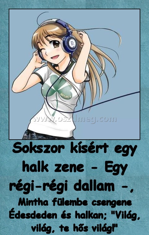 Sokszor kísért egy halk zene - Egy régi-régi dallam -, Sokszor kísért egy halk zene - Egy régi-régi dallam -,
Mintha fülembe csengene Édesdeden és halkan;