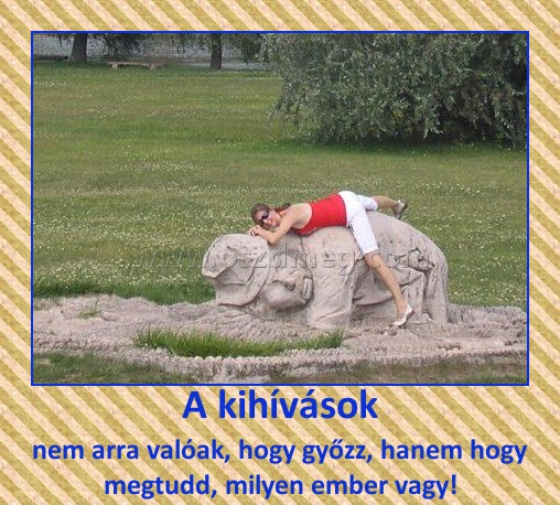 A kihívások A kihívások
nem arra valóak, hogy győzz, hanem hogy megtudd, milyen ember vagy!