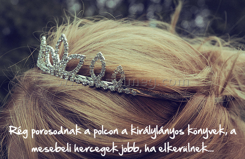 Rég porosodnak a polcon
 
Rég porosodnak a polcon a királylányos könyvek, a mesebeli hercegek jobb, ha elkerülnek...