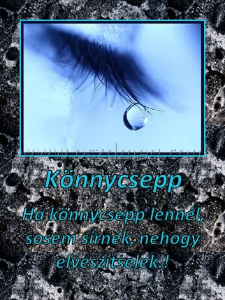 Könnycsepp
 
Ha könnycsepp lennél, sosem sírnék, nehogy elveszítselek.!