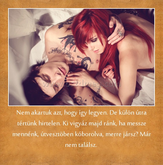 Nem akartuk azt, hogy így legyen. De külön útra tértünk hirtelen. Ki vigyáz majd ránk, ha messze mennénk, útvesztöben kóborolva, merre jársz? Már nem találsz. Nem akartuk azt, hogy így legyen. De külön útra tértünk hirtelen. Ki vigyáz majd ránk, ha messze mennénk, útvesztöben kóborolva, merre jársz? Már nem találsz.
