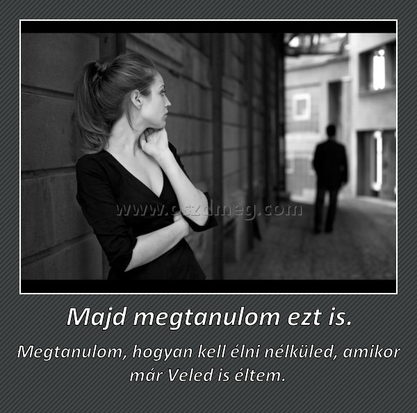 Majd megtanulom ezt is.
 
Megtanulom, hogyan kell élni nélküled, amikor már Veled is éltem. 