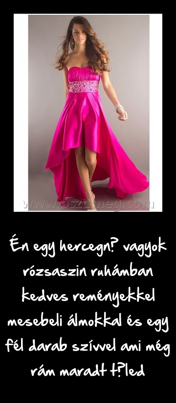 Én egy hercegnő vagyok rózsaszin ruhámban kedves reményekkel mesebeli álmokkal és egy fél darab szívvel ami még rám maradt tőled Én egy hercegnő vagyok rózsaszin ruhámban kedves reményekkel mesebeli álmokkal és egy fél darab szívvel ami még rám maradt tőled