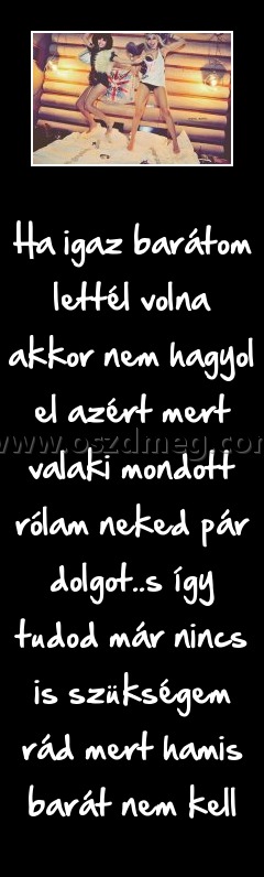 Ha igaz barátom lettél volna akkor nem hagyol el azért mert valaki mondott rólam neked pár dolgot Ha igaz barátom lettél volna akkor nem hagyol el azért mert valaki mondott rólam neked pár dolgot