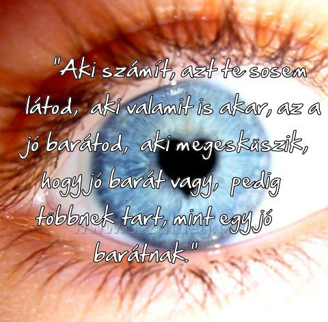 "Aki számít
 
"Aki számít, azt te sosem látod,  aki valamit is akar, az a jó barátod,  aki megesküszik, hogy jó barát vagy,  pedig többnek tart, mint egy jó barátnak." 