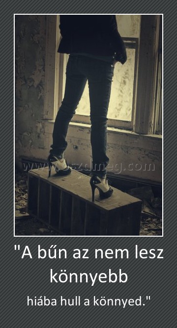 "A bűn az nem lesz könnyebb
 
hiába hull a könnyed."