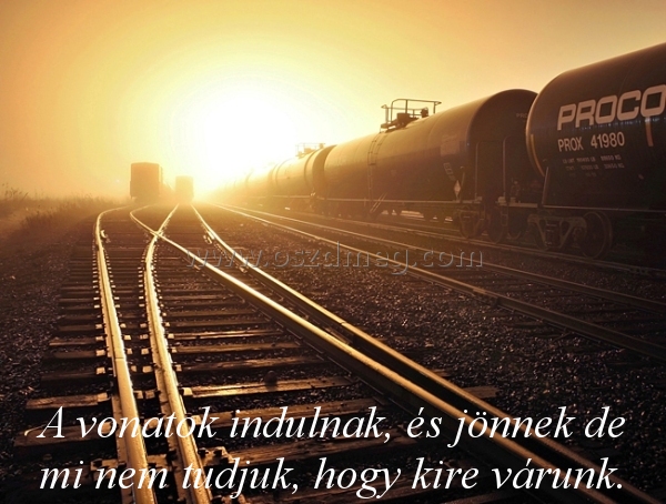 A vonatok indulnak
 
A vonatok indulnak, és jönnek de mi nem tudjuk, hogy kire várunk.