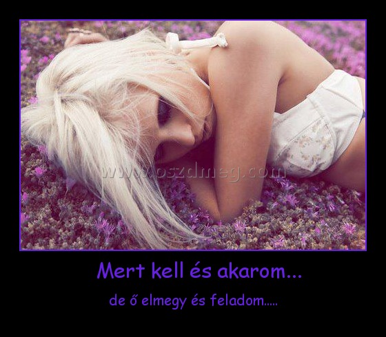   Mert kell és akarom...
 
de ő elmegy és feladom.....