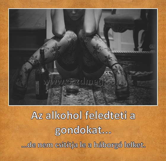 Az alkohol feledteti a gondokat...
 
...de nem csitítja le a háborgó lelket.
