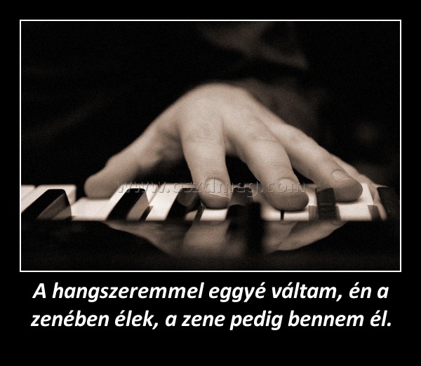 A hangszeremmel eggyé váltam, én a zenében élek, a zene pedig bennem él.
 
