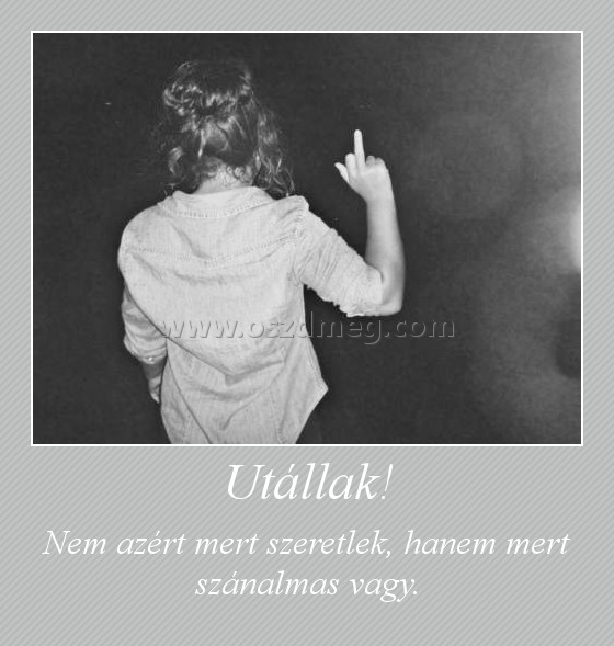 Utállak!
 
Nem azért mert szeretlek, hanem mert szánalmas vagy.