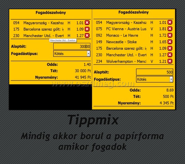 Tippmix
 
Mindig akkor borul a papírforma amikor fogadok