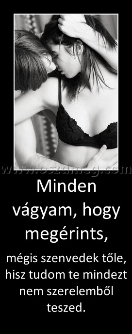Minden vágyam, hogy megérints, Minden vágyam, hogy megérints,
mégis szenvedek tőle, hisz tudom te mindezt nem szerelemből teszed.