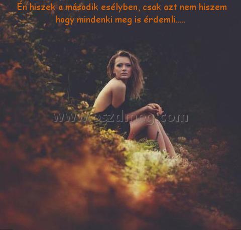 Én hiszek a
 
 Én hiszek a második esélyben, csak azt nem hiszem hogy mindenki meg is érdemli.....