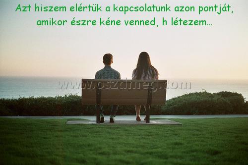 Azt hiszem elértük a
 
Azt hiszem elértük a kapcsolatunk azon pontját, amikor észre kéne venned, h létezem...