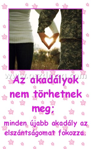 Az akadályok nem törhetnek meg; Az akadályok nem törhetnek meg;
minden újabb akadály az elszántságomat fokozza.