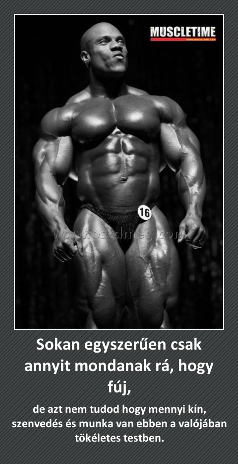 Sokan egyszerűen csak annyit mondanak rá, hogy fúj, Sokan egyszerűen csak annyit mondanak rá, hogy fúj,
de azt nem tudod hogy mennyi kín, szenvedés és munka van ebben a valójában tökéletes testben.