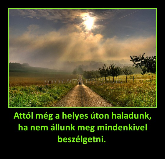 Attól még a helyes úton haladunk, ha nem állunk meg mindenkivel beszélgetni. 
 
