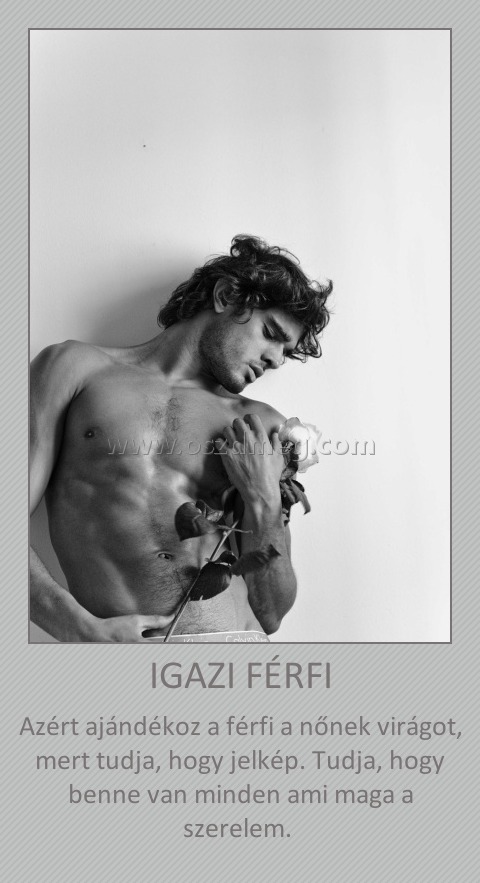 IGAZI FÉRFI
 
Azért ajándékoz a férfi a nőnek virágot, mert tudja, hogy jelkép. Tudja, hogy benne van minden ami maga a szerelem. 