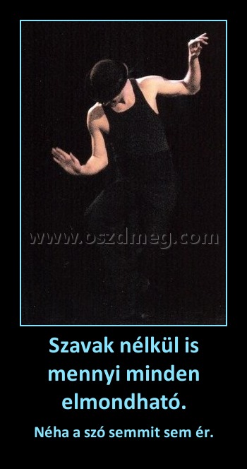 Szavak nélkül is mennyi minden elmondható.
 
Néha a szó semmit sem ér.