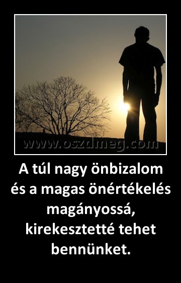 A túl nagy önbizalom és a magas önértékelés magányossá, kirekesztetté tehet bennünket.
 
