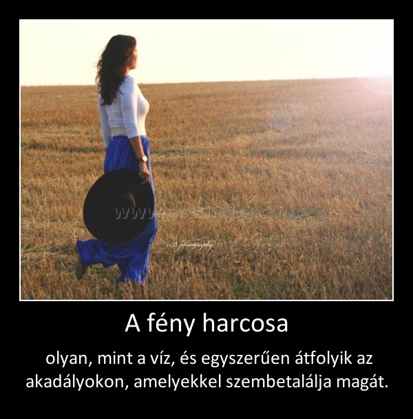 A fény harcosa A fény harcosa
olyan, mint a víz, és egyszerűen átfolyik az akadályokon, amelyekkel szembetalálja magát.