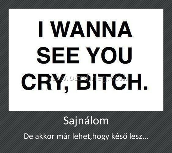 Sajnálom
 
De akkor már lehet,hogy késő lesz...