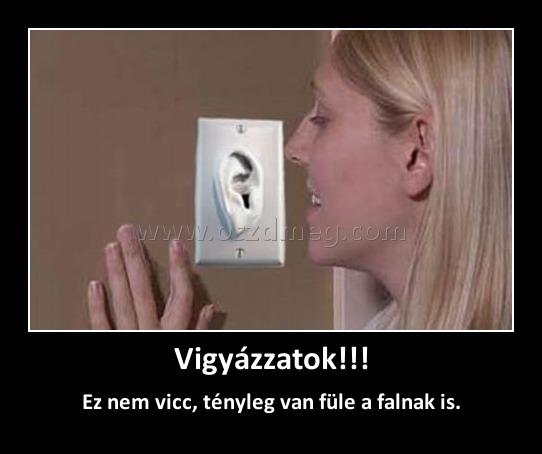 Vigyázzatok!!!
 
Ez nem vicc, tényleg van füle a falnak is.