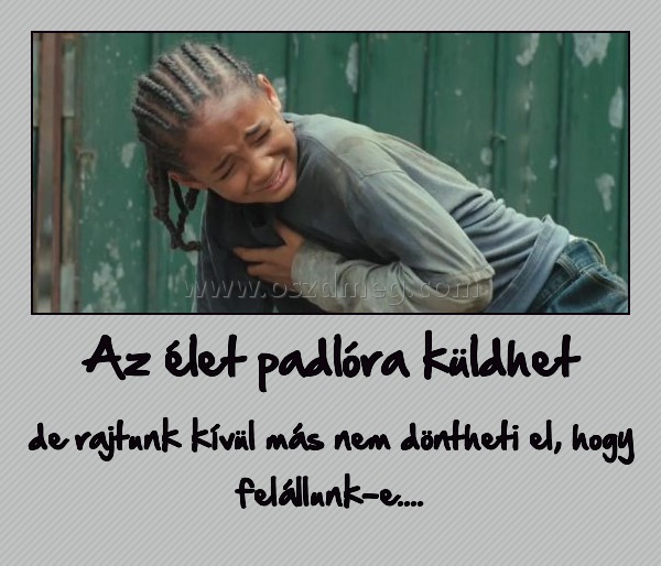 Az élet padlóra küldhet Az élet padlóra küldhet
de rajtunk kívül más nem döntheti el, hogy felállunk-e....