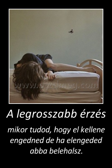 A legrosszabb érzés A legrosszabb érzés
mikor tudod, hogy el kellene engedned de ha elengeded abba belehalsz.