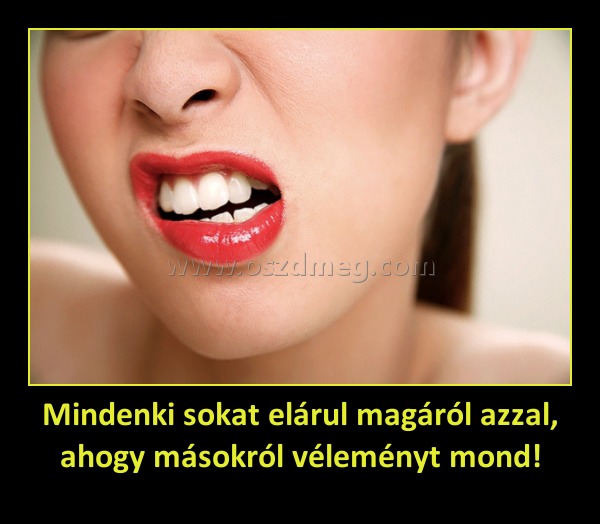 Mindenki sokat elárul magáról azzal, ahogy másokról véleményt mond!
 
