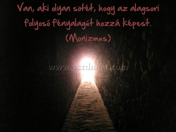 Van
 
Van, aki olyan sötét, hogy az alagsori folyosó fényalagút hozzá képest. (Monizmus)